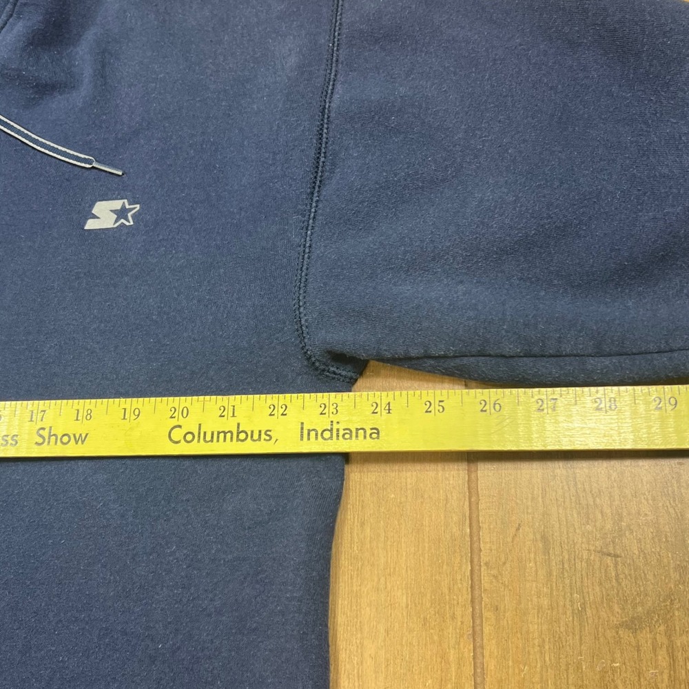 Starter Mens Navy Blue Full Zip Hoodie Fleece Embroidered Logo Sweatshirt M - Picture 6 of 13